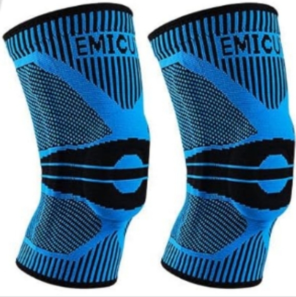 2 Pack Knee Braces With Side Stabilizer & Patella Gel Pads Size Large Blue - Picture 1 of 8